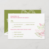Pink Dandelions Blume Spring Wedding RSVP Card (Vorne/Hinten)