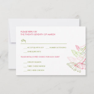 Pink Dandelions Blume Spring Wedding RSVP Card Karte