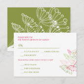 Pink Dandelions Blume Spring Wedding RSVP Card Karte (Vorne/Hinten)