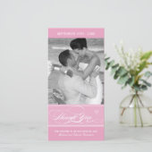 Pink Danke Foto Card (4x8) (Stehend Vorderseite)