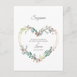 Pink Danke für Ihre besten Freunde Blumenherz Postkarte