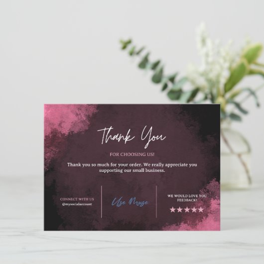 Pink Danke, Kartenvorlage, Geschäftsdanke Dankeskarte (Stehend Vorderseite)