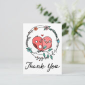 Pink danke Lovebirds Blumengarten Weddi Postkarte (Stehend Vorderseite)
