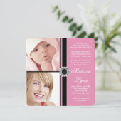 Pink Dann und Jetzt Foto Abschluss Einladung (Stehend Vorderseite)