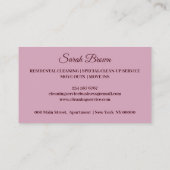 Pink Dark Bright Cleaning Service Janitorial Visitenkarte (Rückseite)