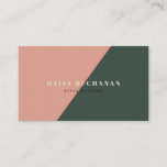 Pink & Dark Green stilvolle Block Business Card Visitenkarte<br><div class="desc">Diese stilvolle und moderne Visitenkarte zeichnet sich durch ihren hellgelben Namen aus, die geometrische Rose Rosa und den dunkelgrünen Blockhintergrund. Auf der Rückseite befinden sich Ihr Name, Ihr Titel, Kontaktinformationen und soziale Symbole mit einem tiefen, waldgrünen Hintergrund. Ändern Sie die Hintergrundfarbe und personalisieren Sie sie für Ihre Bedürfnisse. Ideal für...</div>