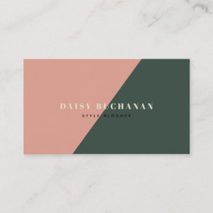Pink & Dark Green stilvolle Block Business Card Visitenkarte