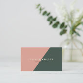 Pink & Dark Green stilvolle Block Business Card Visitenkarte (Stehend Vorderseite)