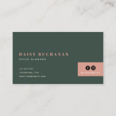 Pink & Dark Green stilvolle Block Business Card Visitenkarte (Rückseite)