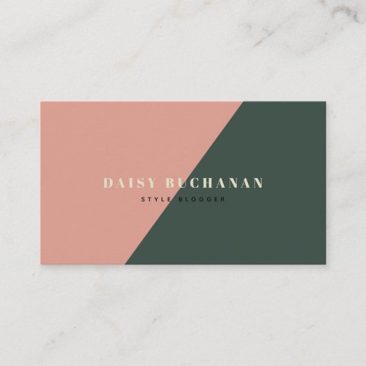 Pink & Dark Green stilvolle Block Business Card Visitenkarte (Vorderseite)