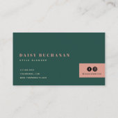 Pink & Dark Green stilvolle Fashion Business Card Visitenkarte (Rückseite)
