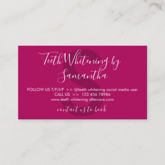 Pink Dark Teeth Whitening Aftercare Tipps Visitenkarte (Vorderseite)