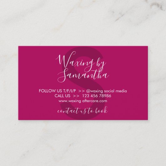 Pink Dark Waxe nach Anleitung der Pflegeanleitung Visitenkarte (Vorderseite)