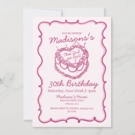 Pink das Mädchen Herz Coquette Cherry Cake Geburts Einladung