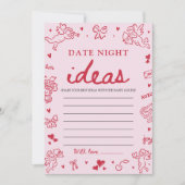 Pink Date Night Ideas Bridal Shower Game  Einladung (Vorderseite)