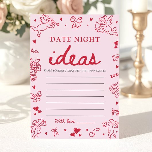Pink Date Night Ideas Bridal Shower Game  Einladung