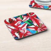 Pink Day lila Aquarellmalerei Getränkeuntersetzer (Linke Seite)