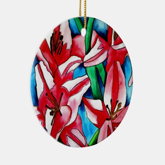 Pink Day lila Aquarellmalerei Keramikornament (Rechts)