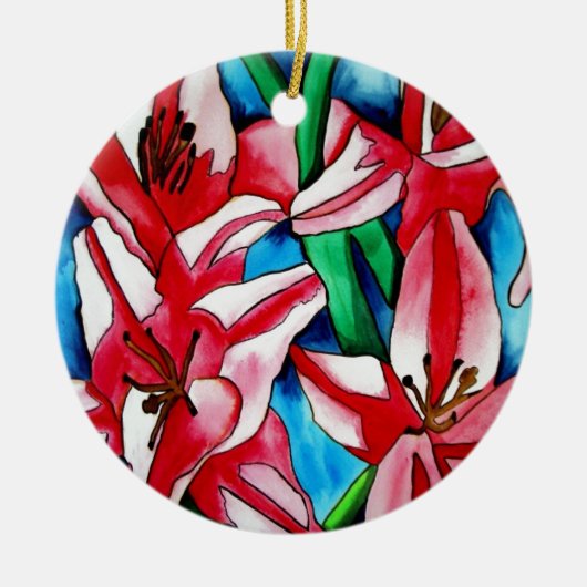 Pink Day lila Aquarellmalerei Keramikornament (Vorne)