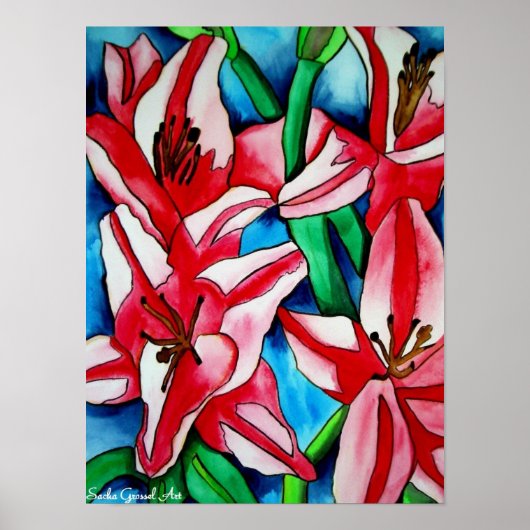 Pink Day lila Aquarellmalerei Poster (Vorne)