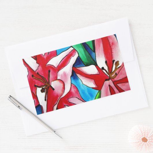 Pink Day lila Aquarellmalerei Rechteckiger Aufkleber (Umschlag)