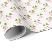 Pink Deck Die Palmen Tropical Weihnachten Santa Fl Geschenkpapier (Rolleneckpunkt)