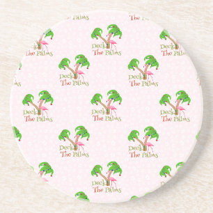 Pink Deck Die Palmen Tropical Weihnachten Santa Fl Getränkeuntersetzer