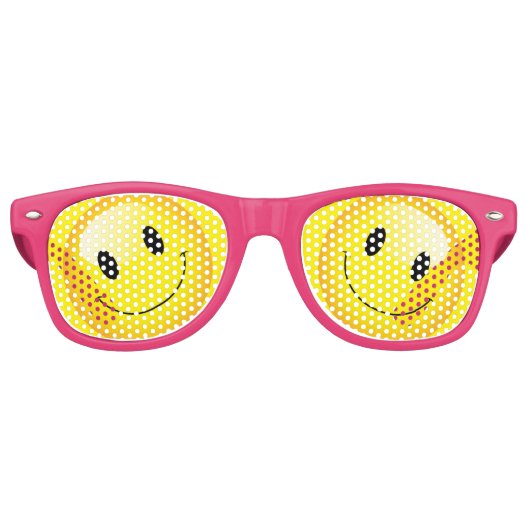 Pink Decora Kei Kawaii Smiling Emoji Partybrille (Vorderseite)