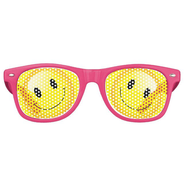 Pink Decora Kei Kawaii Smiling Emoji Partybrille (Vorderseite)