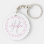 Pink Decorative Circle Monogram Acryllic Schlüssel Schlüsselanhänger (Rückseite)