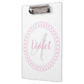 Pink Decorative Circle Monogram Clipboard Klemmbrett (Links)