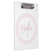 Pink Decorative Circle Monogram Clipboard Klemmbrett (Rechts)