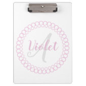 Pink Decorative Circle Monogram Clipboard Klemmbrett (Vorderseite)