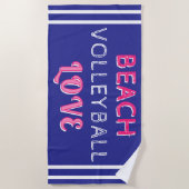 Pink Deep Blue Beach Volleyball Love Strandtuch (Vorderseite)