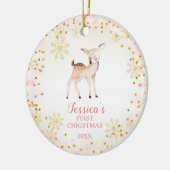 Pink Deer Baby's First Christmas Ornament (Links)