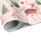 Pink Deer Blisses Weihnachten Geschenkpapier (Rolleneckpunkt)