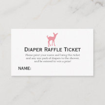 Pink Deer Diaper Raffle Ticket Girls Babydusche
