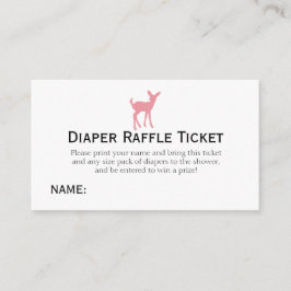 Pink Deer Diaper Raffle Ticket Girls Babydusche Begleitkarte