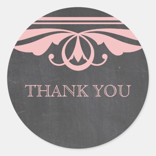 Pink Deko Chalkboard Danke Stickers (Vorderseite)