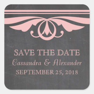 Pink Deko Chalkboard Save the Date Aufkleber