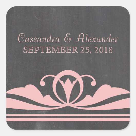 Pink Deko Chalkboard Wedding Stickers (Vorderseite)