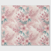 Pink Delicate Blume Wrapping Paper Roll Geschenkpapier (Flach)