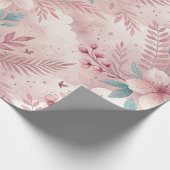 Pink Delicate Blume Wrapping Paper Roll Geschenkpapier (Ecke)