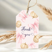 Pink delicate bow Pumpkin Baby Shower Geschenkanhänger