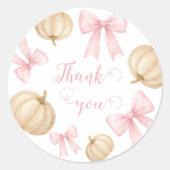 Pink delicate bow Pumpkin Baby Shower Runder Aufkleber (Vorderseite)