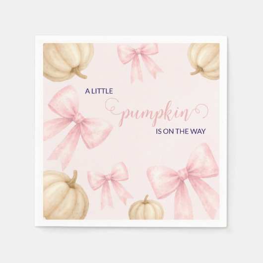 Pink delicate bow Pumpkin Baby Shower Serviette (Vorderseite)