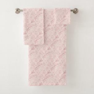 Pink Delicate Damask Muster Luxuriöses Badetuch Se Badhandtuch Set