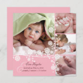Pink Delicate Floral Baby Girl Ankündigung (Vorne/Hinten)