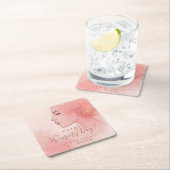 Pink Delicate Minimalist Woman Happy Women's Day Rechteckiger Pappuntersetzer (Vor Ort)