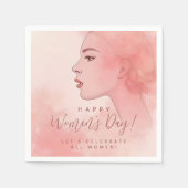 Pink Delicate Minimalist Woman Happy Women's Day Serviette (Vorderseite)